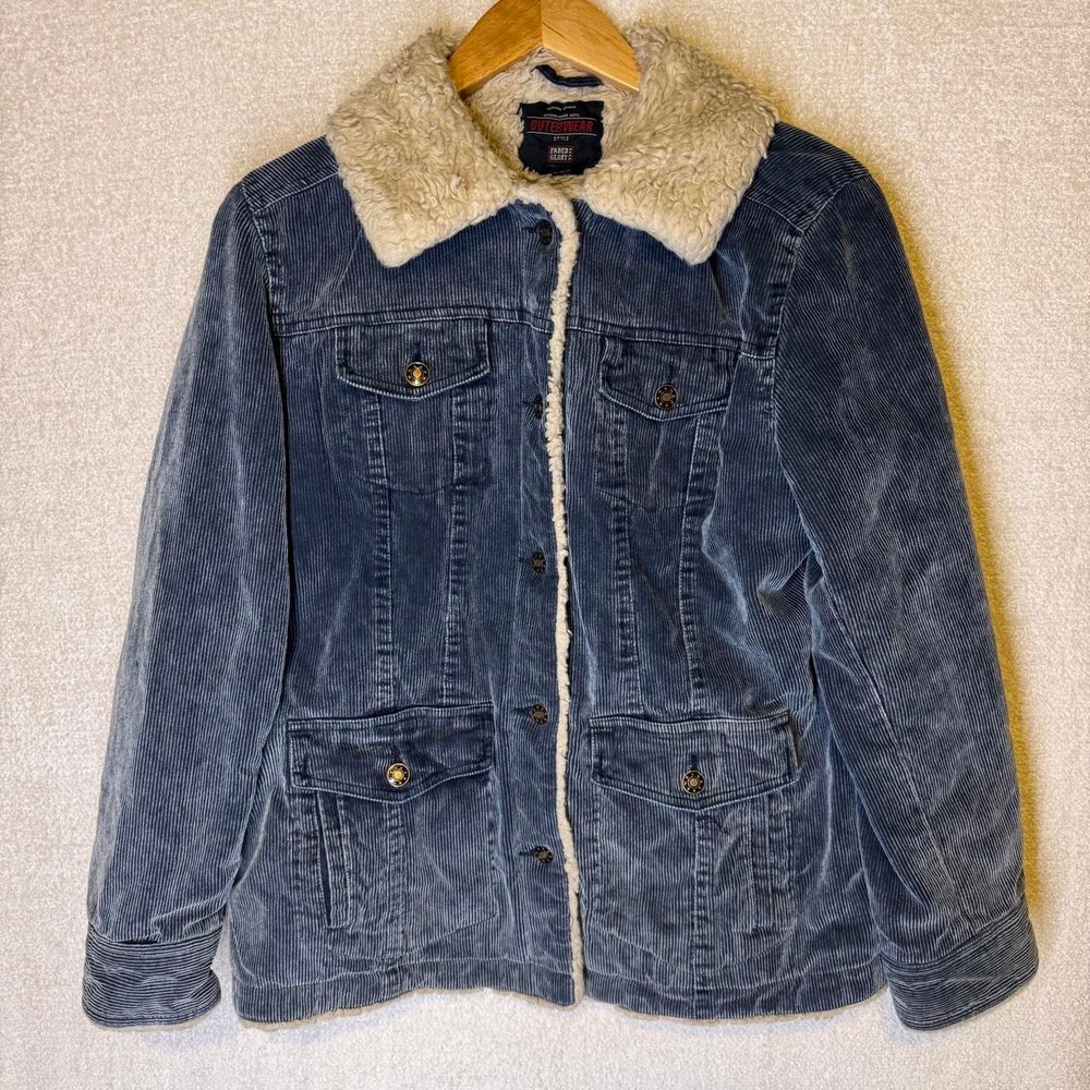 Y2k Faded Glory Blue Corduroy Sherpa Lined Vintage Jacket